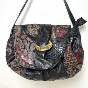 Vintage Artsy Patchwork Tapestry Animal Print Hobo Shoulder Bag Purse